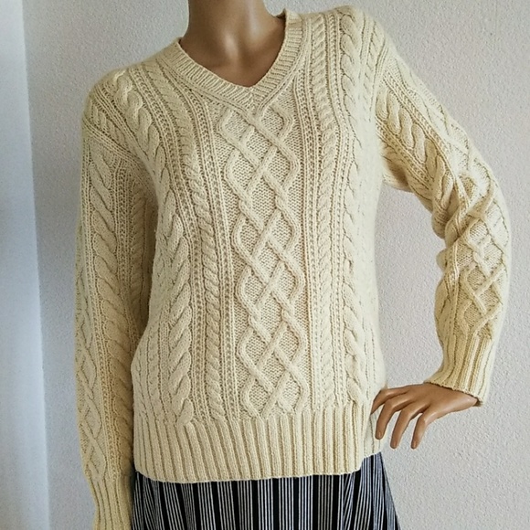 J. Crew Sweaters - J Crew Hand-knit Wool Cream Beige Sweater M